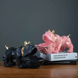 Image of two cutest organiser English Bulldog statues in the shape of English Bulldog in the color Black and Pink