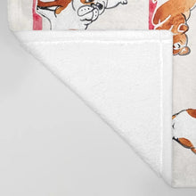 Load image into Gallery viewer, Fabric image of english bulldog throw blanket in super cute Bulldogs doing Yoga design