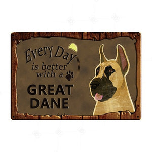 Every Day is Better with my Black Great Dane Tin Poster - Series 1-Sign Board-Dogs, Great Dane, Home Decor, Sign Board-Great Dane - Fawn - Cropped Ears-2