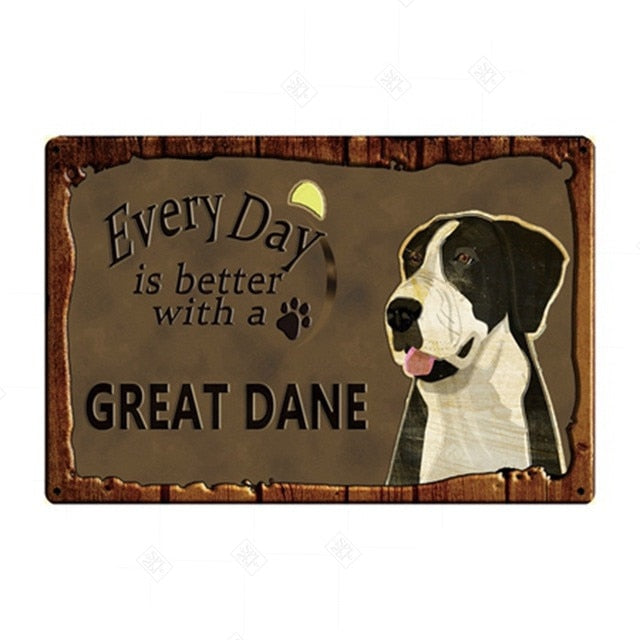 Every Day is Better with my Mantle Great Dane Tin Poster - Series 1-Sign Board-Dogs, Great Dane, Home Decor, Sign Board-Great Dane - Mantle-1