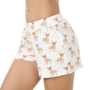 Fawn Chihuahua Love Women's Sleeping Shorts-Apparel-Apparel, Chihuahua, Dogs, Pajamas-3