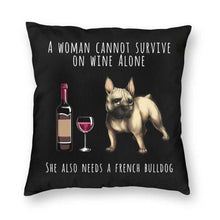 Load image into Gallery viewer, Wine and Fawn French Bulldog Mom Love Cushion Cover-Home Decor-Cushion Cover, Dogs, French Bulldog, Home Decor-2