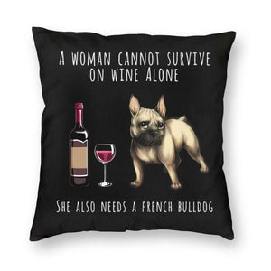 Wine and Fawn French Bulldog Mom Love Cushion Cover-Home Decor-Cushion Cover, Dogs, French Bulldog, Home Decor-2