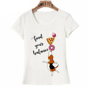 Image of Beagle TShirt in the cutest Beagle balancing his or her diet with a cupcake, pizza, and donut design.