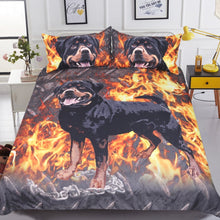 Load image into Gallery viewer, Flaming Rottweiler Duvet Cover and Pillow Cases Bedding Set-Home Decor-Bedding, Dogs, Home Decor, Rottweiler-4