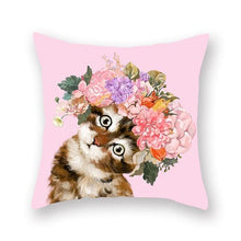 Load image into Gallery viewer, Floral Tiara Pug and Friends Cushion CoversCushion CoverOne SizeCat
