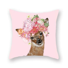 Load image into Gallery viewer, Floral Tiara Pug and Friends Cushion CoversCushion CoverOne SizeDeer