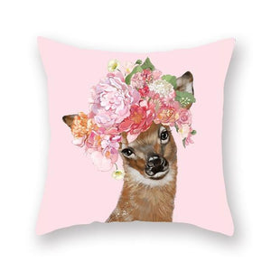 Floral Tiara Pug and Friends Cushion CoversCushion CoverOne SizeDeer
