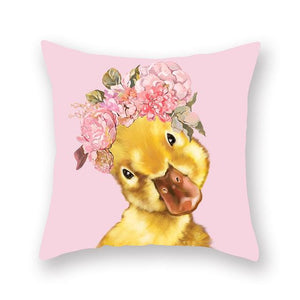Floral Tiara Pug and Friends Cushion CoversCushion CoverOne SizeDuck