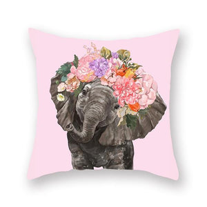 Floral Tiara Pug and Friends Cushion CoversCushion CoverOne SizeElephant