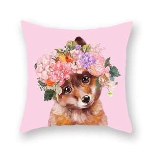 Floral Tiara Pug and Friends Cushion CoversCushion CoverOne SizeFox