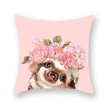 Load image into Gallery viewer, Floral Tiara Pug and Friends Cushion CoversCushion CoverOne SizeHamster
