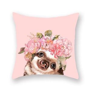 Floral Tiara Pug and Friends Cushion CoversCushion CoverOne SizeHamster