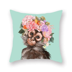 Floral Tiara Pug and Friends Cushion CoversCushion CoverOne SizeMonkey
