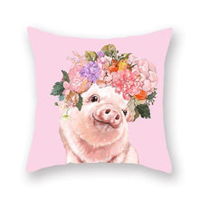 Load image into Gallery viewer, Floral Tiara Pug and Friends Cushion CoversCushion CoverOne SizePig
