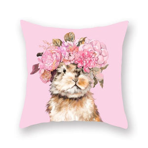 Floral Tiara Pug and Friends Cushion CoversCushion CoverOne SizeRabbit