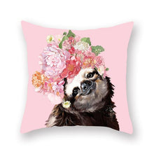 Load image into Gallery viewer, Floral Tiara Pug and Friends Cushion CoversCushion CoverOne SizeRacoon