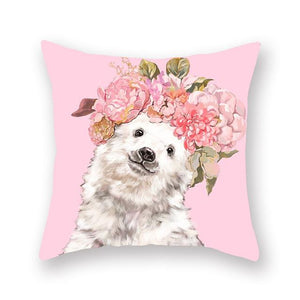 Floral Tiara Pug and Friends Cushion CoversCushion CoverOne SizeSheep
