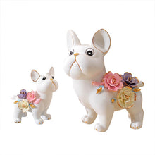 Load image into Gallery viewer, Flower-Decoration White French Bulldog Ceramic StatueHome Decor