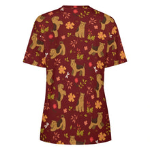 Load image into Gallery viewer, image of a maroon t-shirt - all-over print airedale terrier t-shirt - backview