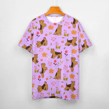 Load image into Gallery viewer, image of a lavender t-shirt - all-over print airedale terrier t-shirt