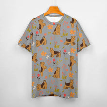 Load image into Gallery viewer, image of a grey t-shirt - all-over print airedale terrier t-shirt