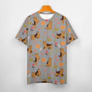 image of a grey t-shirt - all-over print airedale terrier t-shirt