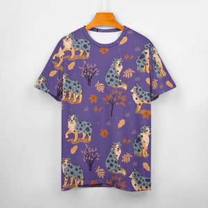 image of a purple t-shirt , purple australian shepherd all-over print t-shirt for women