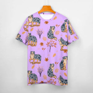 image of a lavender t-shirt , lavender australian shepherd all-over print t-shirt for women