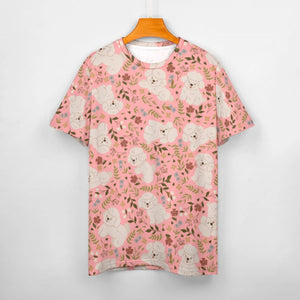 image of bichon frise all over print shirt for women - pink full front view