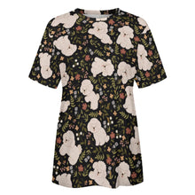 Load image into Gallery viewer, image of bichon frise all over print shirt for women - black 