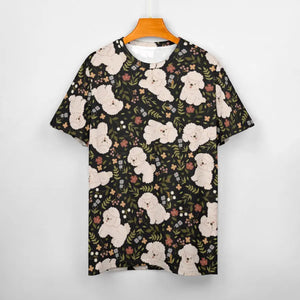 image of bichon frise all over print shirt for women - black full front view
