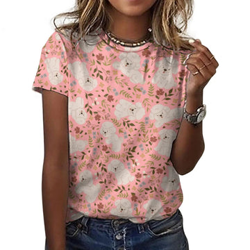 image of bichon frise all over print shirt for women - pink 