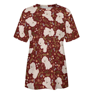 image of bichon frise all over print shirt for women - red
