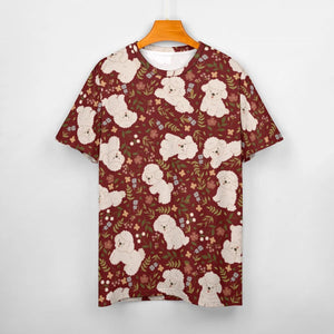 image of bichon frise all over print shirt for women - red front full view