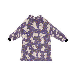image of a light purple bichon frise blanket hoodie for kids 