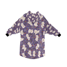 Load image into Gallery viewer, image of a light purple bichon frise blanket hoodie for kids - back view