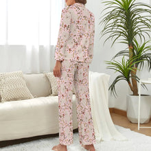 Load image into Gallery viewer, image of a woman wearing a pink pajamas set for women - bichon frise pajamas set for women - back view