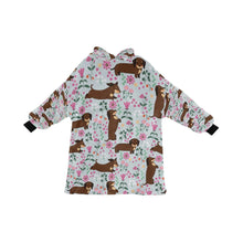 Load image into Gallery viewer, image of a grey dachshund blanket hoodie for kids