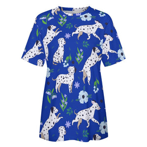 blue t-shirt for women - dalmatian t-shirt for woman front view