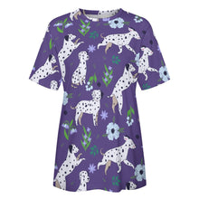 Load image into Gallery viewer, purple t-shirt for women - dalmatian t-shirt for woman