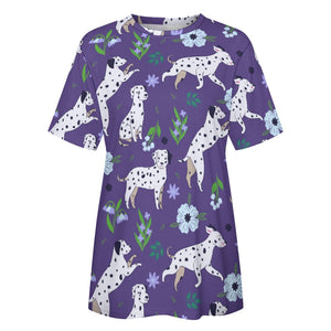purple t-shirt for women - dalmatian t-shirt for woman