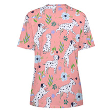 Load image into Gallery viewer, peach t-shirt for women - dalmatian t-shirt for woman -  front view
