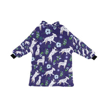Load image into Gallery viewer, image of a midnight blue colored dalmatian blanket hoodie for kids