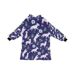 image of a midnight blue colored dalmatian blanket hoodie for kids