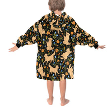 Load image into Gallery viewer, image of a black labrador blanket hoodie for kids - back view