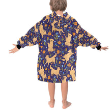 Load image into Gallery viewer, image of a purple labrador blanket hoodie for kids  - back view