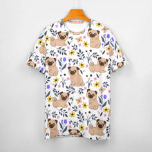 Load image into Gallery viewer, image of a white pug t-shirt for women - front view