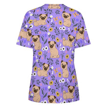 Load image into Gallery viewer, image of a plum pug t-shirt for women -back view