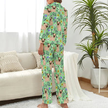 Load image into Gallery viewer, Image of a lady wearing green pug pajamas - back view